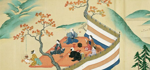 Scene of autumn (outing to view tinted leaves) from the Genre Scenes in the Four Seasons