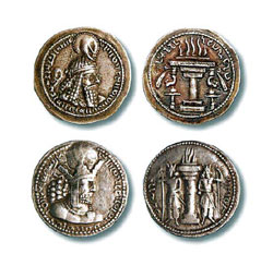 アルダシール1世のドラクマ銀貨とシャープール1世のドラクマ銀貨