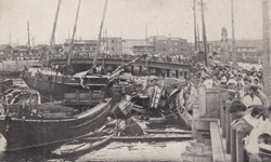 船津橋（ふなつばし）に押し寄せられた船